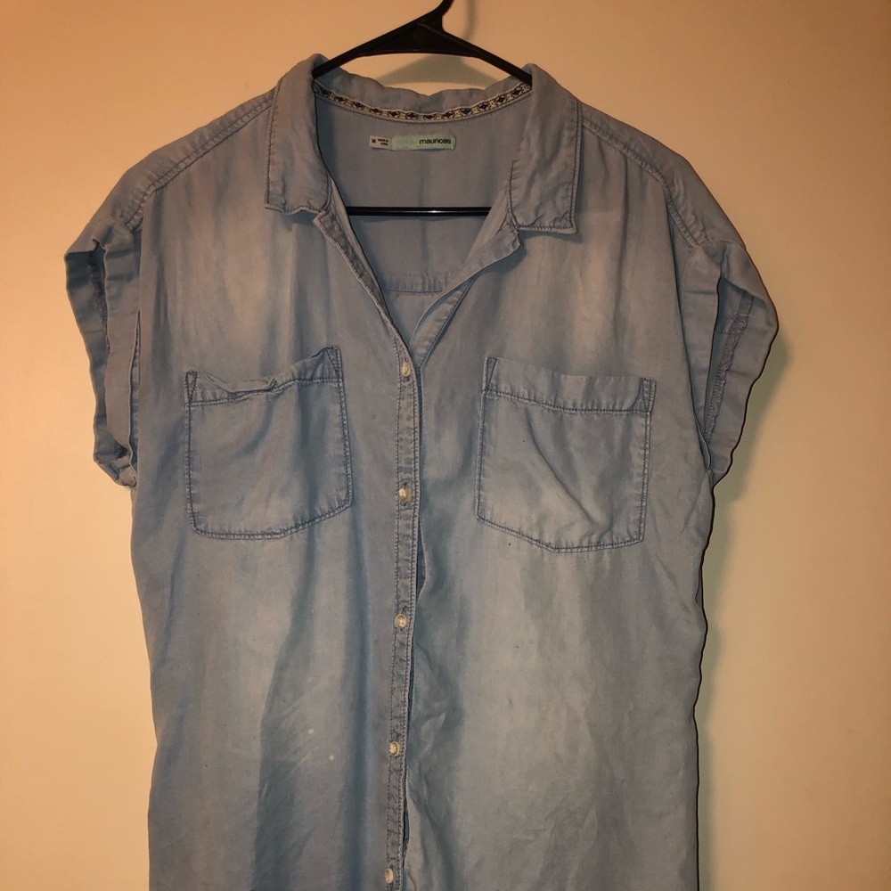Faux blue jean button up